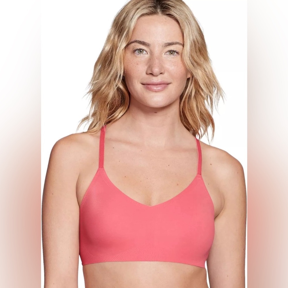 True & Co. Women's Bra Everybody Lace Racerback Bralette Coral Pink Size XL